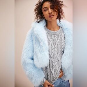 Free People Paris Cropped Faux Fur Jacket Size XS